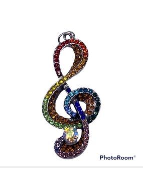 Sparkling Multicolored Treble Clef Pendant - Perfect Gift for Musicians! Lovely!